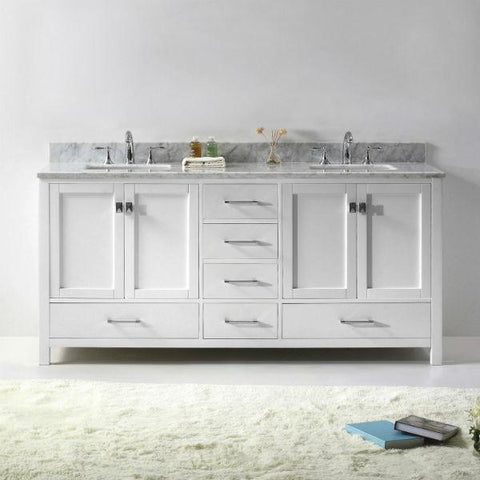 Image of Virtu Caroline Ave 72" White Double Bathroom Vanity w/ White Top GD-50072