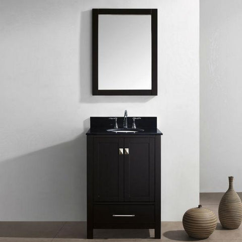 Image of Virtu Caroline Avenue 24" Espresso Single Bathroom Vanity w/ Black Top GS-50024 GS-50024-BGRO-ES