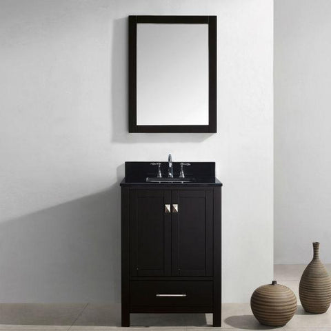 Image of Virtu Caroline Avenue 24" Espresso Single Bathroom Vanity w/ Black Top GS-50024 GS-50024-BGRO-ES