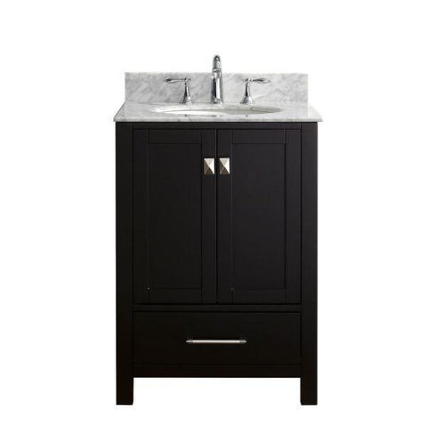 Image of Virtu Caroline Avenue 24" Espresso Single Bathroom Vanity w/ White Top GS-50024 GS-50024-WMRO-ES-NM