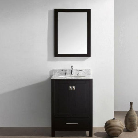 Image of Virtu Caroline Avenue 24" Espresso Single Bathroom Vanity w/ White Top GS-50024 GS-50024-WMRO-ES-NM