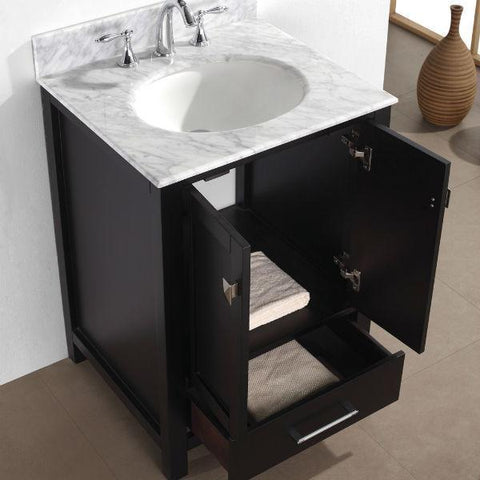 Image of Virtu Caroline Avenue 24" Espresso Single Bathroom Vanity w/ White Top GS-50024 GS-50024-WMRO-ES-NM