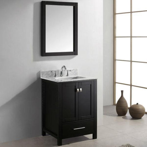 Image of Virtu Caroline Avenue 24" Espresso Single Bathroom Vanity w/ White Top GS-50024 GS-50024-WMRO-ES-NM