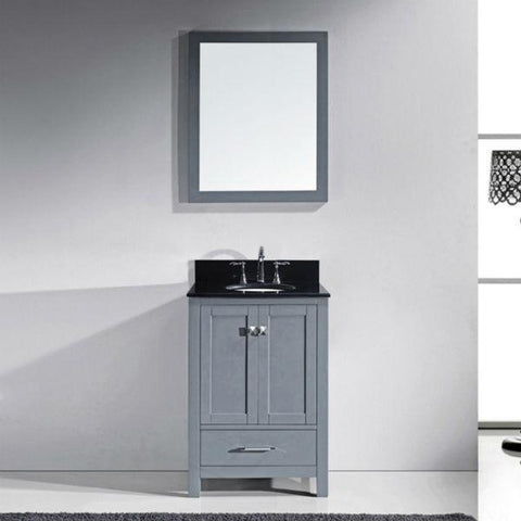 Image of Virtu Caroline Avenue 24" Grey Single Bathroom Vanity w/ Black Top GS-50024 GS-50024-BGRO-GR