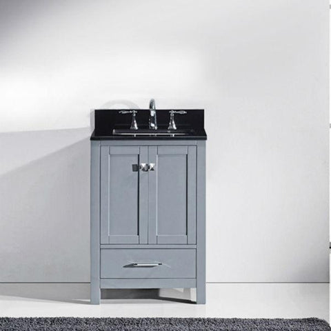 Image of Virtu Caroline Avenue 24" Grey Single Bathroom Vanity w/ Black Top GS-50024 GS-50024-BGRO-GR