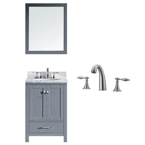Image of Virtu Caroline Avenue 24" Grey Single Bathroom Vanity w/ White Top GS-50024 GS-50024-WMRO-GR-001