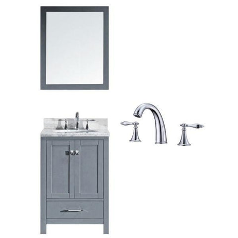 Image of Virtu Caroline Avenue 24" Grey Single Bathroom Vanity w/ White Top GS-50024 GS-50024-WMRO-GR-002