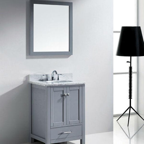 Image of Virtu Caroline Avenue 24" Grey Single Bathroom Vanity w/ White Top GS-50024 GS-50024-WMRO-GR