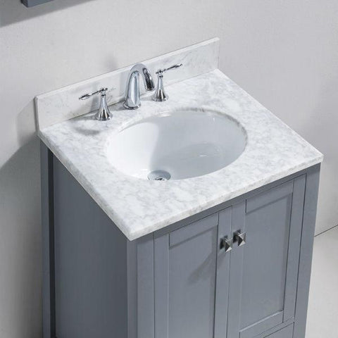 Image of Virtu Caroline Avenue 24" Grey Single Bathroom Vanity w/ White Top GS-50024 GS-50024-WMRO-GR