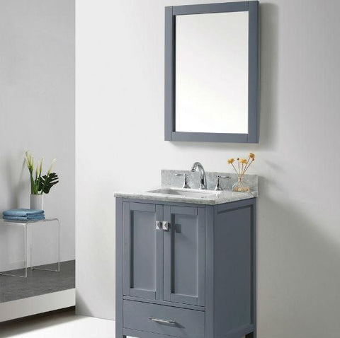 Image of Virtu Caroline Avenue 24" Grey Single Bathroom Vanity w/ White Top GS-50024 GS-50024-WMRO-GR