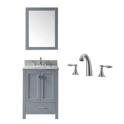 Image of Virtu Caroline Avenue 24" Grey Single Bathroom Vanity w/ White Top GS-50024 GS-50024-WMSQ-GR-001