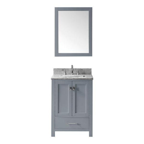 Image of Virtu Caroline Avenue 24" Grey Single Bathroom Vanity w/ White Top GS-50024 GS-50024-WMSQ-GR