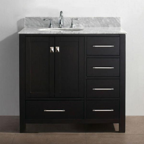 Image of Virtu Caroline Avenue 36″ Espresso Bathroom Single Vanity w/ White Top GS-50036 GS-50036-WMRO-ES-NM