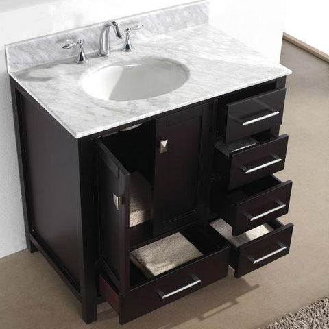 Image of Virtu Caroline Avenue 36″ Espresso Bathroom Single Vanity w/ White Top GS-50036 GS-50036-WMRO-ES-NM