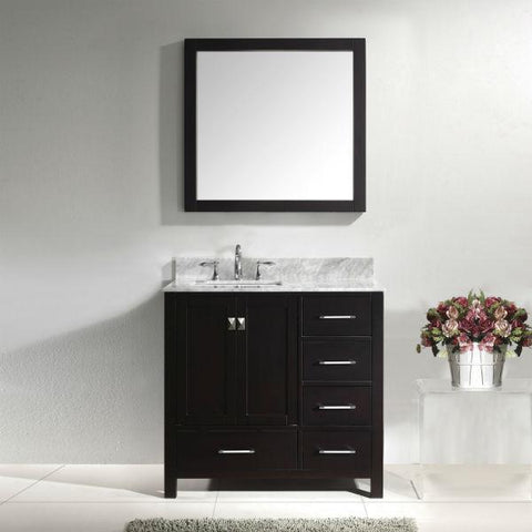 Image of Virtu Caroline Avenue 36″ Espresso Bathroom Single Vanity w/ White Top GS-50036 GS-50036-WMRO-ES-NM