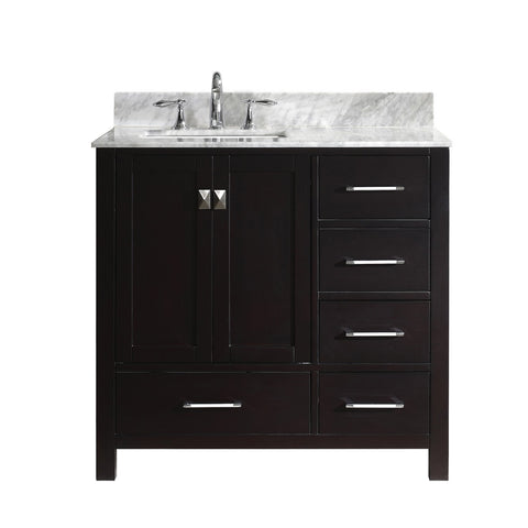 Image of Virtu Caroline Avenue 36″ Espresso Bathroom Single Vanity w/ White Top GS-50036 GS-50036-WMSQ-ES-NM