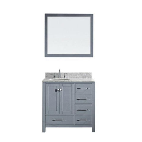 Image of Virtu Caroline Avenue 36″ Grey Bathroom Single Vanity w/ White Top GS-50036 GS-50036-WMRO-GR