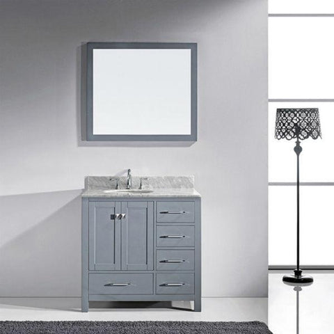Image of Virtu Caroline Avenue 36″ Grey Bathroom Single Vanity w/ White Top GS-50036 GS-50036-WMRO-GR