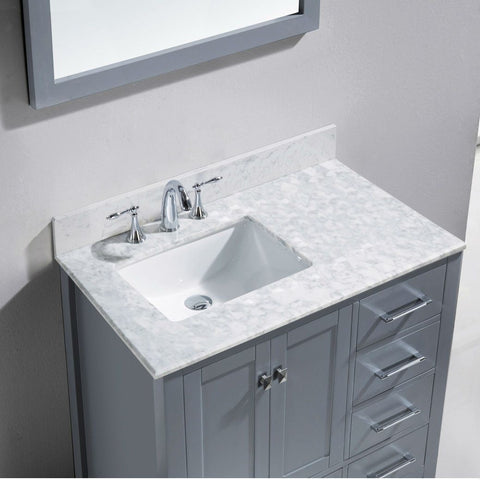 Image of Virtu Caroline Avenue 36″ Grey Bathroom Single Vanity w/ White Top GS-50036 GS-50036-WMRO-GR