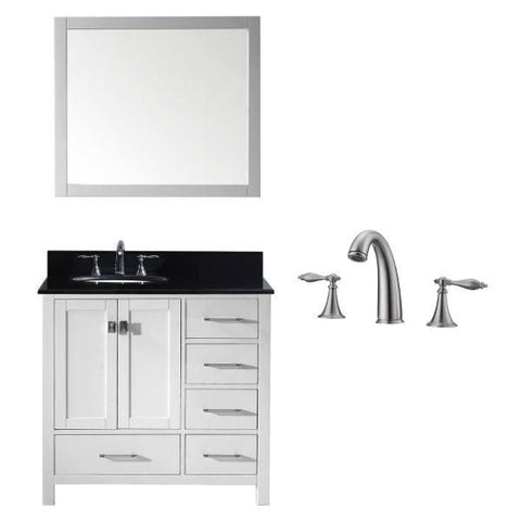 Image of Virtu Caroline Avenue 36″ White Bathroom Single Vanity w/ Black Top GS-50036 GS-50036-BGRO-WH-001