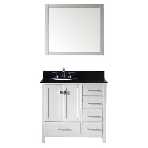 Image of Virtu Caroline Avenue 36″ White Bathroom Single Vanity w/ Black Top GS-50036 GS-50036-BGRO-WH