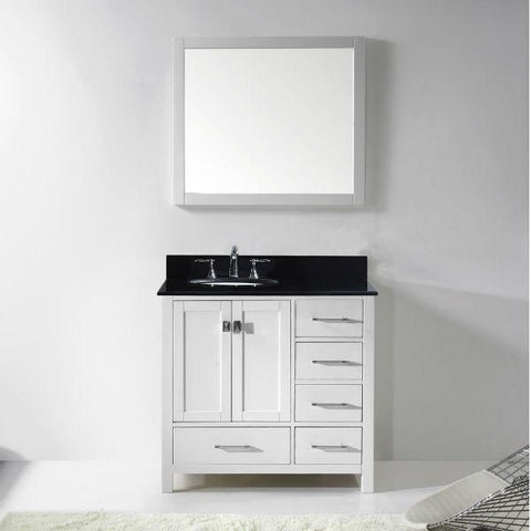 Image of Virtu Caroline Avenue 36″ White Bathroom Single Vanity w/ Black Top GS-50036 GS-50036-BGRO-WH