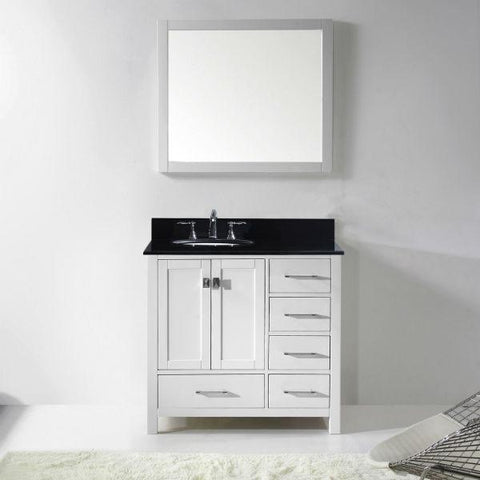Image of Virtu Caroline Avenue 36″ White Bathroom Single Vanity w/ Black Top GS-50036 GS-50036-BGRO-WH