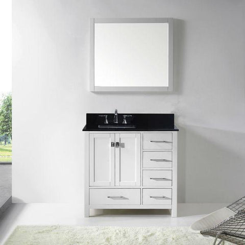 Image of Virtu Caroline Avenue 36″ White Bathroom Single Vanity w/ Black Top GS-50036 GS-50036-BGRO-WH
