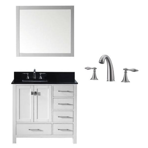 Image of Virtu Caroline Avenue 36″ White Bathroom Single Vanity w/ Black Top GS-50036 GS-50036-BGSQ-WH-001