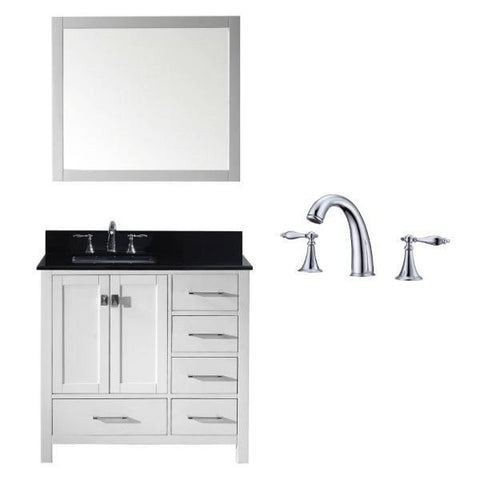 Image of Virtu Caroline Avenue 36″ White Bathroom Single Vanity w/ Black Top GS-50036 GS-50036-BGSQ-WH-002