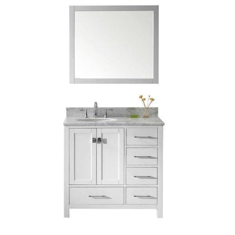 Image of Virtu Caroline Avenue 36″ White Bathroom Single Vanity w/ White Top GS-50036 GS-50036-WMRO-WH