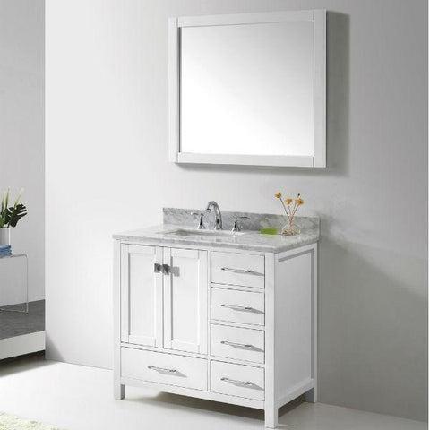 Image of Virtu Caroline Avenue 36″ White Bathroom Single Vanity w/ White Top GS-50036 GS-50036-WMRO-WH