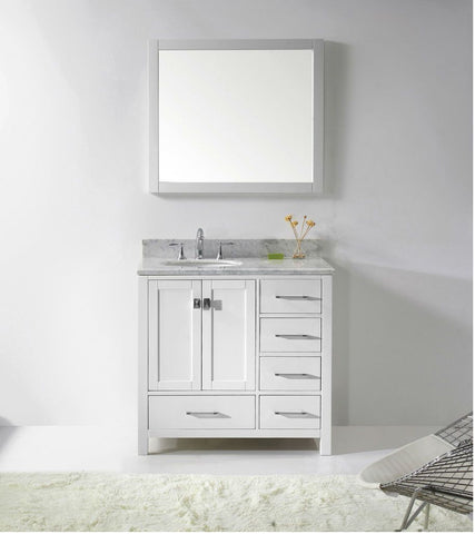 Image of Virtu Caroline Avenue 36″ White Bathroom Single Vanity w/ White Top GS-50036 GS-50036-WMRO-WH