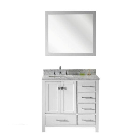 Image of Virtu Caroline Avenue 36″ White Bathroom Single Vanity w/ White Top GS-50036 GS-50036-WMSQ-WH