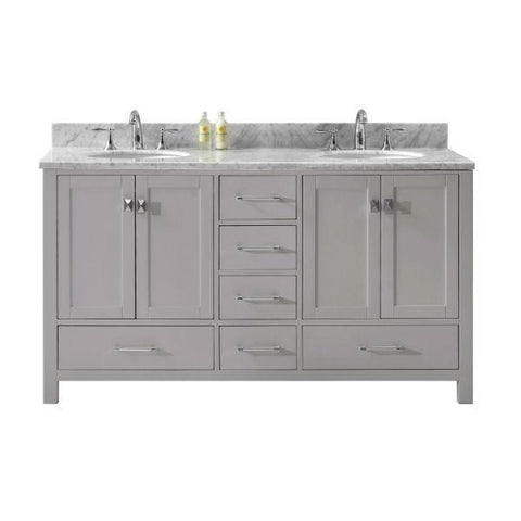 Image of Virtu Caroline Avenue 60″ Cashmere Double Bathroom Vanity w/ White Top GD-50060 GD-50060-WMRO-CG-NM
