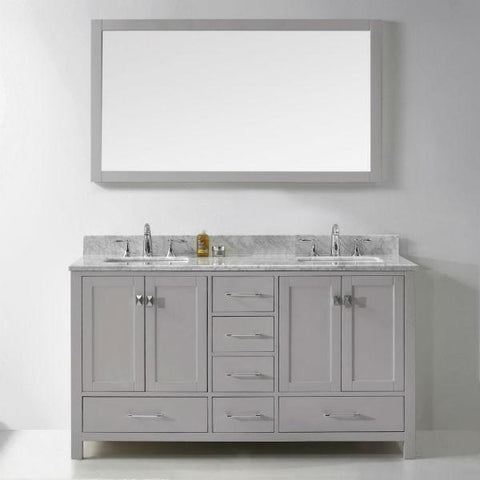 Image of Virtu Caroline Avenue 60″ Cashmere Double Bathroom Vanity w/ White Top GD-50060 GD-50060-WMRO-CG-NM