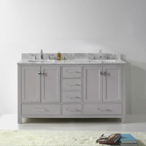 Image of Virtu Caroline Avenue 60″ Cashmere Double Bathroom Vanity w/ White Top GD-50060 GD-50060-WMRO-CG-NM