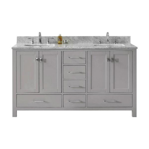 Image of Virtu Caroline Avenue 60″ Cashmere Double Bathroom Vanity w/ White Top GD-50060 GD-50060-WMSQ-CG-NM