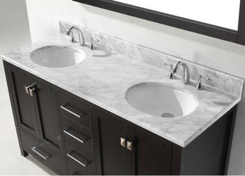 Image of Virtu Caroline Avenue 60″ Espresso Double Bathroom Vanity w/ White Top GD-50060 GD-50060-WMRO-ES-NM