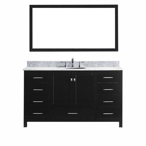 Image of Virtu Caroline Avenue 60" Espresso Single Bathroom Vanity w/ White Top GS-50060 GS-50060-WMRO-ES