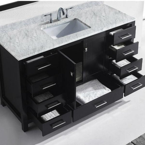 Image of Virtu Caroline Avenue 60" Espresso Single Bathroom Vanity w/ White Top GS-50060 GS-50060-WMRO-ES