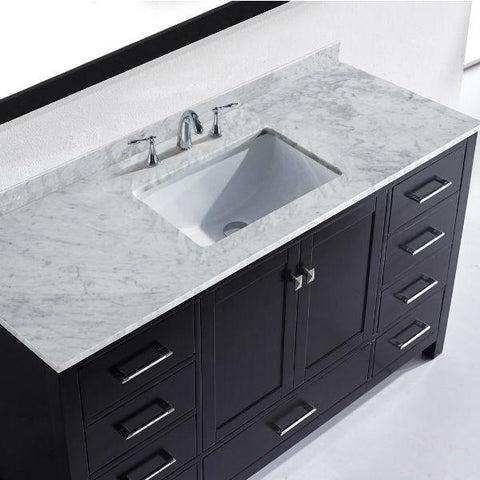 Image of Virtu Caroline Avenue 60" Espresso Single Bathroom Vanity w/ White Top GS-50060 GS-50060-WMRO-ES