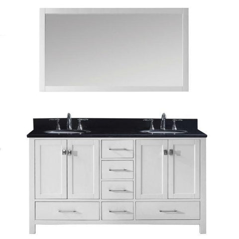 Image of Virtu Caroline Avenue 60″ White Double Bathroom Vanity w/ Black Top GD-50060 GD-50060-BGRO-WH