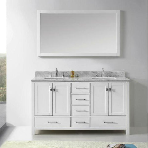 Image of Virtu Caroline Avenue 60″ White Double Bathroom Vanity w/ White Top GD-50060 GD-50060-WMRO-WH-NM