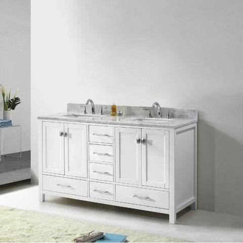 Image of Virtu Caroline Avenue 60″ White Double Bathroom Vanity w/ White Top GD-50060 GD-50060-WMRO-WH-NM