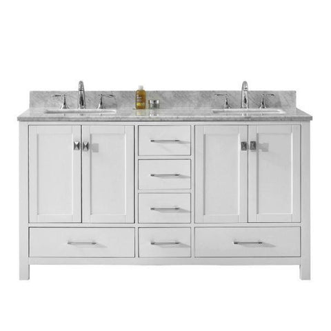 Image of Virtu Caroline Avenue 60″ White Double Bathroom Vanity w/ White Top GD-50060 GD-50060-WMSQ-WH-NM