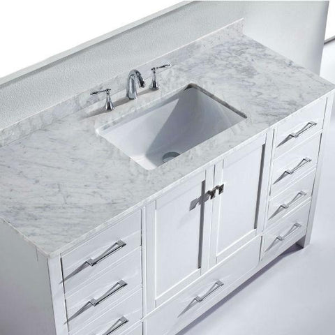Image of Virtu Caroline Avenue 60" White Single Bathroom Vanity w/ White Top GS-50060 GS-50060-WMRO-WH