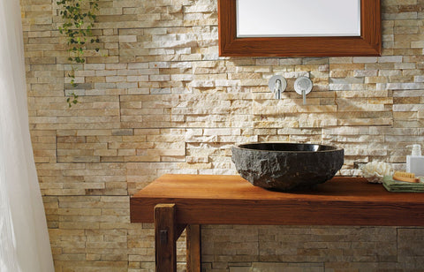 Image of Virtu USA Adonia Natural Stone Bathroom Vessel Sink in Shanxi Black Granite VST-2067-BAS