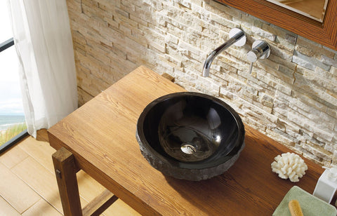 Image of Virtu USA Adonia Natural Stone Bathroom Vessel Sink in Shanxi Black Granite VST-2067-BAS