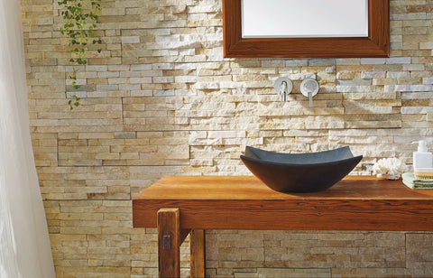Image of Virtu USA Apollo Natural Stone Bathroom Vessel Sink in Shanxi Black Granite VST-2003-BAS